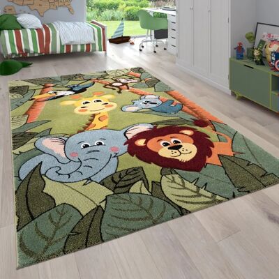 Paco Home - Tappeto per cameretta bambini animali e giungla corto - 133cm quadrato Paco Home - Tappeto per cameretta bambini animali e giungla corto - 133cm quadrato