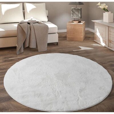 Paco Home - Tappeto Rotondo - Morbido e Soffice - Ø 80cm - Bianco Paco Home - Tappeto Rotondo - Morbido e Soffice - Ø 80cm - Bianco