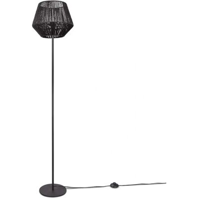 Lampada da Terra in Rattan Nera - Decor Boho Rustico Lampada da Terra in Rattan Nera - Decor Boho Rustico