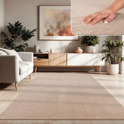 Paco Home Beigeteppich 240x340 cm - Waschbar, Kurzer Flor, Weich Paco Home Beigeteppich 240x340 cm - Waschbar, Kurzer Flor, Weich