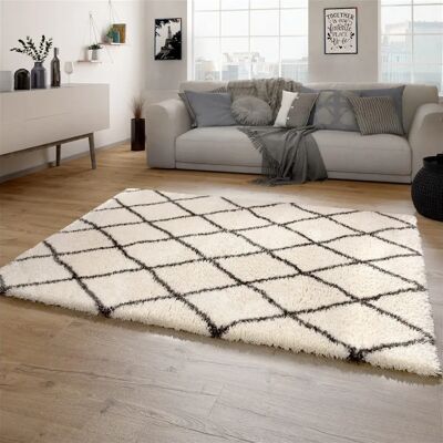 Paco Home - Tappeto a Pelo Lungo Shaggy con Motivo a Rombi Scandinavo - Tappeto Paco Home - Tappeto a Pelo Lungo Shaggy con Motivo a Rombi Scandinavo - Tappeto