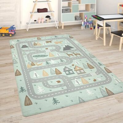 Paco Home Türkis Kinderzimmer Straße Teppich - 155x230 cm Paco Home Türkis Kinderzimmer Straße Teppich - 155x230 cm