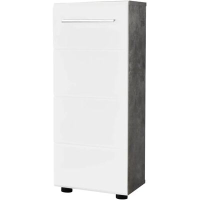 TRENDTEAM Nano Badkast - FSC Hout, Wit Hoogglans & Beton TRENDTEAM Nano Badkast - FSC Hout, Wit Hoogglans & Beton