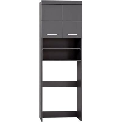 Waschmaschinen-Schrank Amanda - Modern MDF, Hochglanz Grau - Badmöbel Waschmaschinen-Schrank Amanda - Modern MDF, Hochglanz Grau - Badmöbel