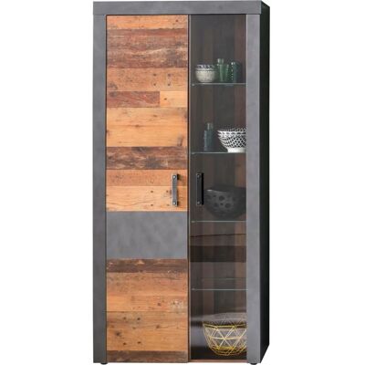 Vitrine en Verre Trendteam Indy - Gris - 87x189cm - Publicité Vitrine en Verre Trendteam Indy - Gris - 87x189cm - Publicité