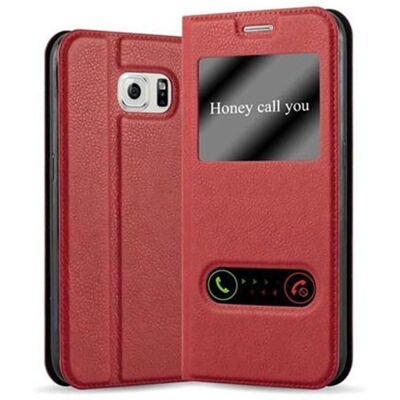 Coque Samsung Galaxy S6 Rouge Safran avec 2 Fenêtres - Étui - Publicité Coque Samsung Galaxy S6 Rouge Safran avec 2 Fenêtres - Étui - Publicité
