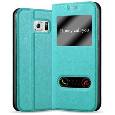 Coque Samsung Galaxy S6 - Turquoise Menthe - Étui avec Fenêtres - Publicité Coque Samsung Galaxy S6 - Turquoise Menthe - Étui avec Fenêtres - Publicité