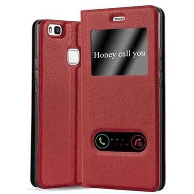 Huawei G9 LITE Saffron Red Hülle - Magnetverschluss, Ständer & Doppel-Fenster Huawei G9 LITE Saffron Red Hülle - Magnetverschluss, Ständer & Doppel-Fenster