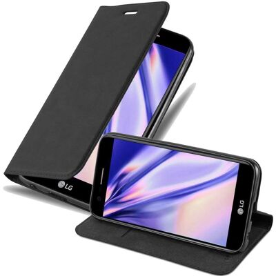 Cadorabo LG K10 2017 Hülle - Schutzcase mit Ständer & Kartenfach - NIGHT BLACK Cadorabo LG K10 2017 Hülle - Schutzcase mit Ständer & Kartenfach - NIGHT BLACK