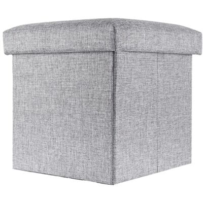 Intirilife Gris 38x38x38 cm Cube d'assise en tissu lin naturel - Publicité Intirilife Gris 38x38x38 cm Cube d'assise en tissu lin naturel - Publicité