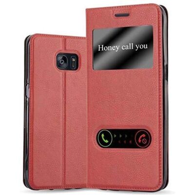 Samsung Galaxy S7 EDGE Saffron Red Hülle mit Sichtfenstern Samsung Galaxy S7 EDGE Saffron Red Hülle mit Sichtfenstern
