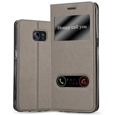 Samsung Galaxy S7 EDGE Hülle - Steingrau - Schutzcover mit 2 Fenstern Samsung Galaxy S7 EDGE Hülle - Steingrau - Schutzcover mit 2 Fenstern