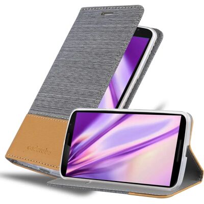 Coque Motorola Google NEXUS 6 - Style jeans & Support - Gris clair-marron - Publicité Coque Motorola Google NEXUS 6 - Style jeans & Support - Gris clair-marron - Publicité