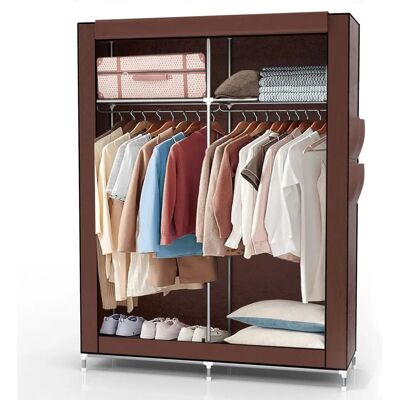 Armoire pliante marron Intirilife - 170x108x45 cm - Publicité Armoire pliante marron Intirilife - 170x108x45 cm - Publicité
