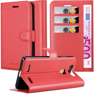 Étui ZTE Marque Modèle V8 MINI - Porte-cartes & Support - Rouge - Publicité Étui ZTE Marque Modèle V8 MINI - Porte-cartes & Support - Rouge - Publicité