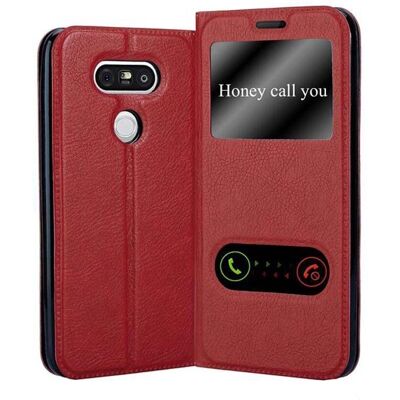 Cadorabo LG G5 Hülle - Safranrot Doppel-Fenster Schutzcover Cadorabo LG G5 Hülle - Safranrot Doppel-Fenster Schutzcover