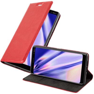 Nokia 7 PLUS Rote Magnetische Buchhülle - Schutzcase mit Ständer und Kartenfach Nokia 7 PLUS Rote Magnetische Buchhülle - Schutzcase mit Ständer und Kartenfach