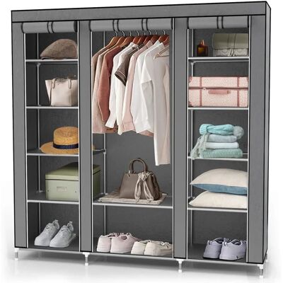 Armoire en tissu Intirilife 150x175x45 cm Pliant en toile - Solution de rangement moderne - Publicité Armoire en tissu Intirilife 150x175x45 cm Pliant en toile - Solution de rangement moderne - Publicité