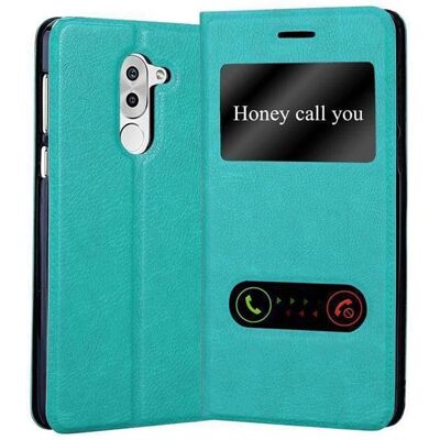 Huawei Mate 9 Lite - Coque Turquoise avec Fenêtres - Étui - Publicité Huawei Mate 9 Lite - Coque Turquoise avec Fenêtres - Étui - Publicité
