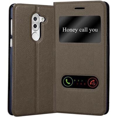 Coque Honor 6X Huawei - Marron Pierre - avec 2 Fenêtres - Publicité Coque Honor 6X Huawei - Marron Pierre - avec 2 Fenêtres - Publicité