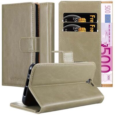 Cadorabo HTC ONE A9 Hülle - Glänzende Oberfläche & Ständer - Cappuccino Braun Cadorabo HTC ONE A9 Hülle - Glänzende Oberfläche & Ständer - Cappuccino Braun