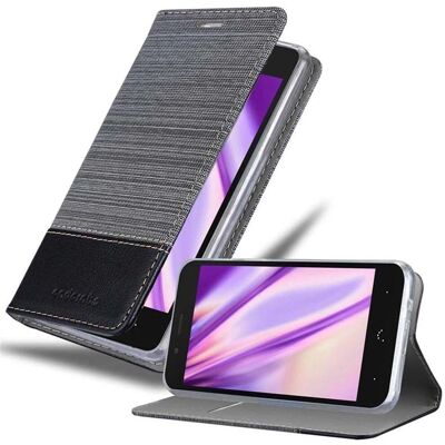 Coque style livre en jeans pour BQ Aquaris X5 - Support & Carte - Publicité Coque style livre en jeans pour BQ Aquaris X5 - Support & Carte - Publicité