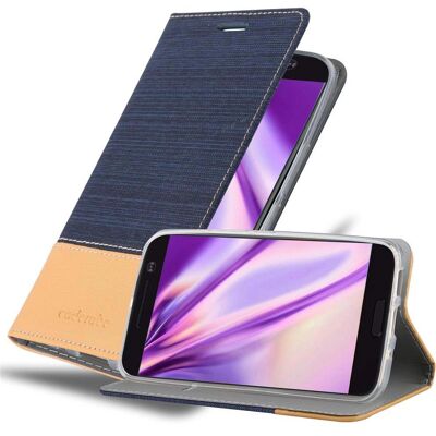 Cadorabo Dunkelblau Braun Jeans Stil HTC ONE M10 Hülle - Schutzcover Cadorabo Dunkelblau Braun Jeans Stil HTC ONE M10 Hülle - Schutzcover