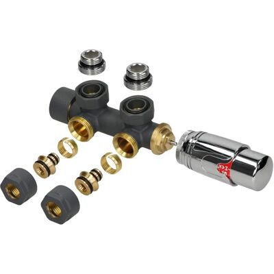 Luxebath Ecd Germany Set di Collegamento a Parete con Termostato - Antracite - 50 mm - Universale - Accessori per Radiatori Towel Luxebath Ecd Germany Set di Collegamento a Parete con Termostato - Antracite - 50 mm - Universale - Accessori per Radiatori Towel