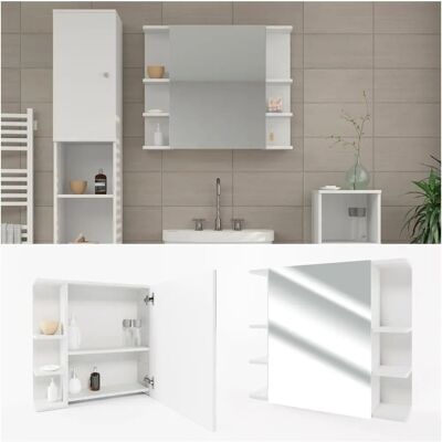 Armario con Espejo para Baño Vicco - Blanco, 80 x 64 cm - Muebles de Baño Armario con Espejo para Baño Vicco - Blanco, 80 x 64 cm - Muebles de Baño