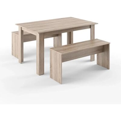 Vicco Sentio Sonoma Esstisch-Set - 90x140cm, 2 Bänke Vicco Sentio Sonoma Esstisch-Set - 90x140cm, 2 Bänke
