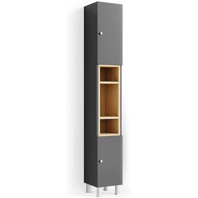 Vicco - Armario de baño Aquis, Antracita, 30 x 200 cm - Mueble de baño Vicco - Armario de baño Aquis, Antracita, 30 x 200 cm - Mueble de baño