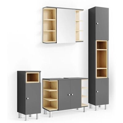 Vicco - Conjunto de Muebles de Baño Moderno - Antracita/Roble Vicco - Conjunto de Muebles de Baño Moderno - Antracita/Roble