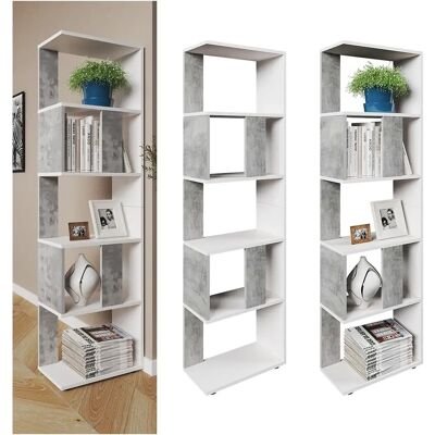 Estantería Divisoria Vicco - 45cm, 5 Compartimentos, Blanco/Hormigón Estantería Divisoria Vicco - 45cm, 5 Compartimentos, Blanco/Hormigón