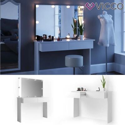 Vicco - Tocador Azur Blanco con Espejo LED e Iluminación Vicco - Tocador Azur Blanco con Espejo LED e Iluminación