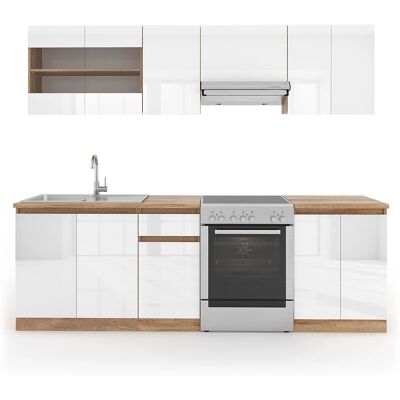 Vicco Modelo: Raul, 240cm, Blanco, Mármol, Sonoma - Mueble de Cocina Vicco Modelo: Raul, 240cm, Blanco, Mármol, Sonoma - Mueble de Cocina