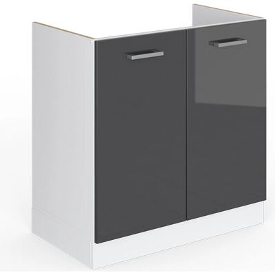 Vicco - Armario bajo para fregadero R-Line - Antracita alto brillo - 80 cm - Gabinete de cocina Vicco - Armario bajo para fregadero R-Line - Antracita alto brillo - 80 cm - Gabinete de cocina