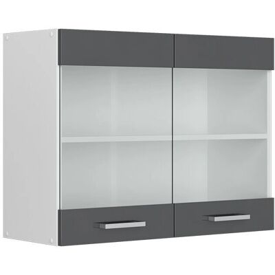 Vicco Bianco/Antracite 80cm Armadio a parete in vetro - Mobile da parete Vicco Bianco/Antracite 80cm Armadio a parete in vetro - Mobile da parete