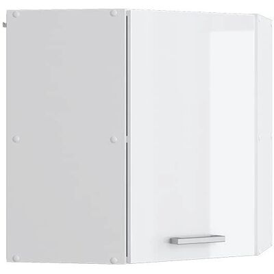 Vicco Wandregal - 57cm Eckschrank, Hochglanz Weiß Vicco Wandregal - 57cm Eckschrank, Hochglanz Weiß