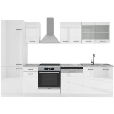 Muebles de cocina Vicco - 300cm Blanco Alto Brillo con Encimera Muebles de cocina Vicco - 300cm Blanco Alto Brillo con Encimera