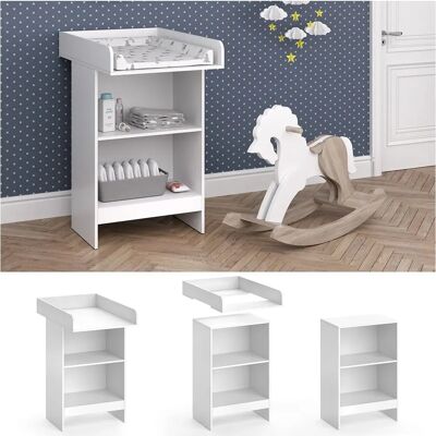 Vicco - Mesa de cambio Leo - Seguridad, estantes abiertos, altura ergonómica Vicco - Mesa de cambio Leo - Seguridad, estantes abiertos, altura ergonómica