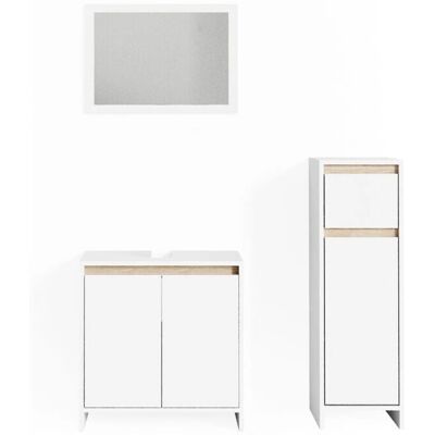 Conjunto de Muebles de Baño Vicco Emma - Blanco/Sonoma - 3 Piezas Conjunto de Muebles de Baño Vicco Emma - Blanco/Sonoma - 3 Piezas
