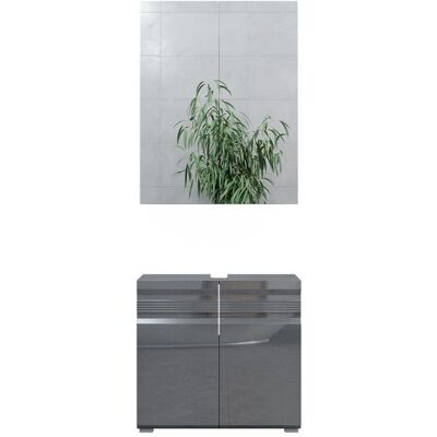Conjunto de baño Freddy Antracita de alto brillo - Muebles de baño Vicco Conjunto de baño Freddy Antracita de alto brillo - Muebles de baño Vicco
