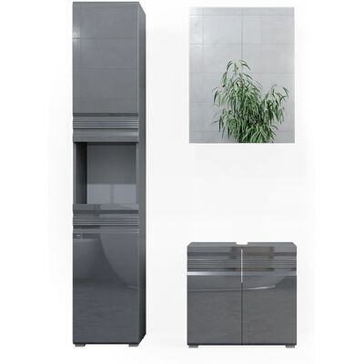 Vicco Freddy Antracit Hochglanz Badezimmer-Set - Badmöbel Vicco Freddy Antracit Hochglanz Badezimmer-Set - Badmöbel