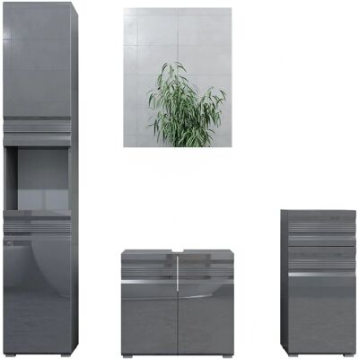 Vicco - Conjunto de muebles de baño Freddy - Antracita alto brillo - Juego de 4 piezas Vicco - Conjunto de muebles de baño Freddy - Antracita alto brillo - Juego de 4 piezas