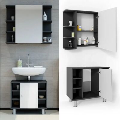 Set mobili bagno Vicco Fynn - Antracite/Bianco Lucido Set mobili bagno Vicco Fynn - Antracite/Bianco Lucido
