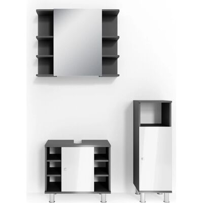 Conjunto de Muebles de Baño Vicco Fynn - Antracita/Blanco Brillante - 3 Piezas Conjunto de Muebles de Baño Vicco Fynn - Antracita/Blanco Brillante - 3 Piezas
