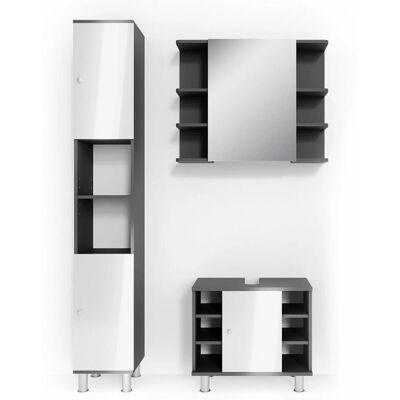 Conjunto de muebles de baño Vicco Fynn Antracita/Blanco Brillo - Muebles de baño Conjunto de muebles de baño Vicco Fynn Antracita/Blanco Brillo - Muebles de baño