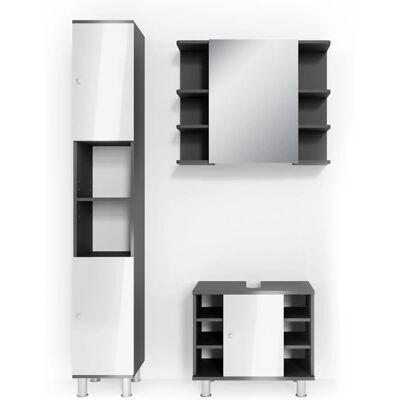 Conjunto de muebles de baño Vicco Fynn Antracita/Blanco Brillo - Muebles de baño Conjunto de muebles de baño Vicco Fynn Antracita/Blanco Brillo - Muebles de baño