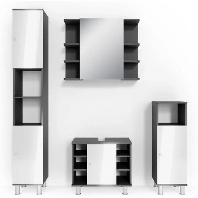 Conjunto de Muebles de Baño Vicco Fynn - Antracita/Blanco Alto Brillo Conjunto de Muebles de Baño Vicco Fynn - Antracita/Blanco Alto Brillo