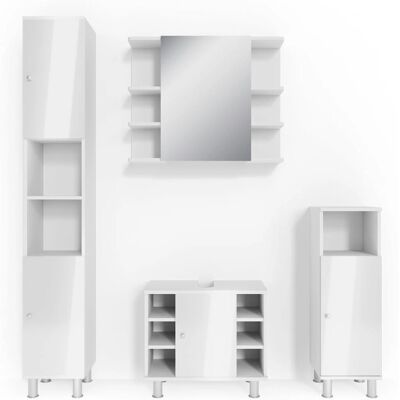 Conjunto de Muebles de Baño Fynn Blanco Alto Brillo - Muebles de Baño Vicco Conjunto de Muebles de Baño Fynn Blanco Alto Brillo - Muebles de Baño Vicco
